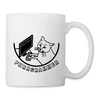 Chat PURRGRAMMER à l'ordinateur - Mug blanc - blanc - Droite