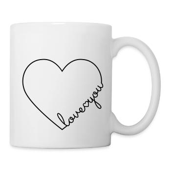 Je t'aime coeur aime ta ligne de coeur - Mug blanc - blanc - Droite