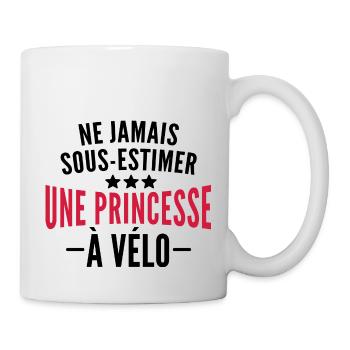 sous estimez une princesse à vélo - humour femme - Mug blanc - blanc - Droite