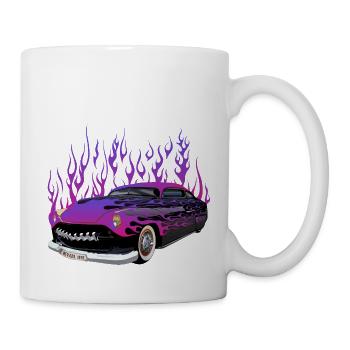 vintage car hot rod old American flame - Mug - white - Right