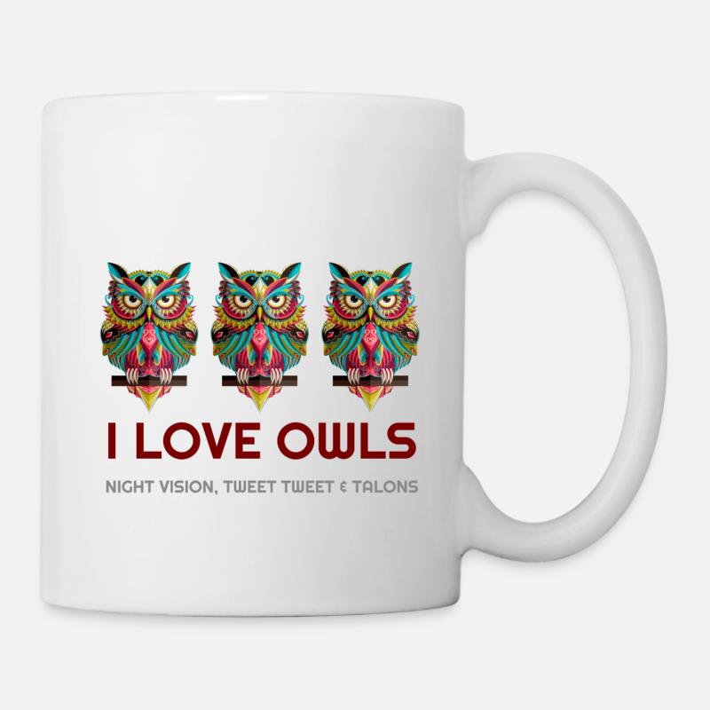 Ich liebe Eulen, Eulen, Eule Hoodies, Eule-T-Shirts, Eule - Tasse - Weiß