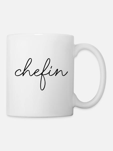 Chefin Spruch Schrift Sprüche schwarz - Tasse - Weiß
