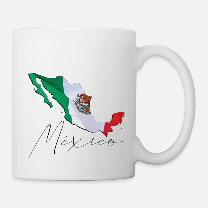 Drapeau du Mexique réel - Carte drapeau EN - Mug blanc - blanc