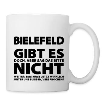 Bielefeld gibt es doch - Verschwörungstheorie - Tasse - Weiß - Rechts