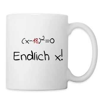 Endlich 18! - Geburtstag - für Mathematiker - Tasse - Weiß - Rechts