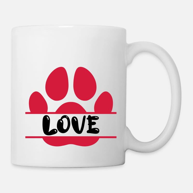 Hunde Pfoten Abdruck Liebe Vector Design - Tasse - Weiß