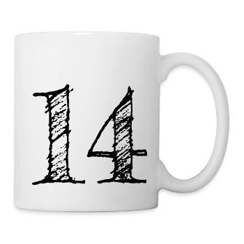 Chiffre 14 quatorze - Numéro 14 (hand-drawn) - Mug blanc - blanc - Droite