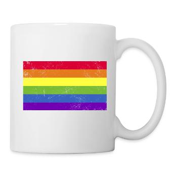 Pride Month // Vintage Rainbow Flag - Tasse - Weiß - Rechts