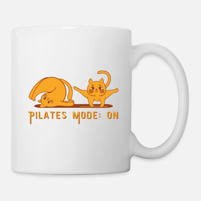 LES CHATS PILATES. Pilates Mode : ON - Mug blanc - blanc