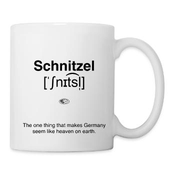 Schnitzel - himmlisches deutsches Essen - Tasse - Weiß - Rechts
