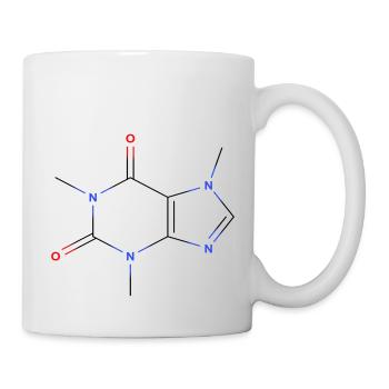KoffeinMolekül - Farbige Strukturformel - Tasse - Weiß - Rechts