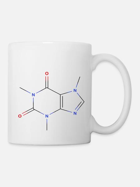 KoffeinMolekül - Farbige Strukturformel - Tasse - Weiß