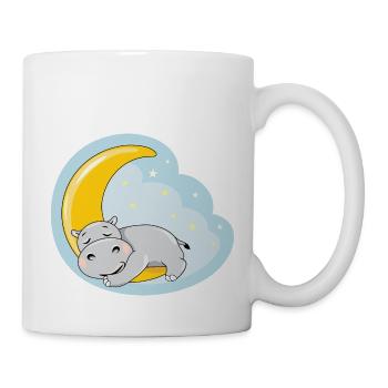 Cute sleeping hippo on the moon - Mug - white - Right