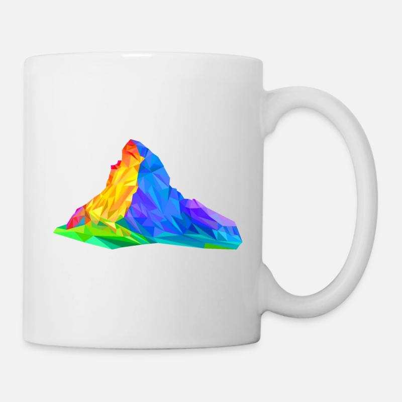 Cervin, montagne, triangles colorés, Triangles, Alpes - Mug blanc - blanc