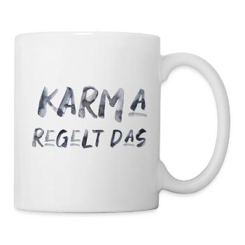 Karma regelt das Spruch lustig Inspiration - Tasse - Weiß - Rechts