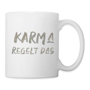 Karma regelt das Spruch lustig Inspiration - Tasse - Weiß - Rechts