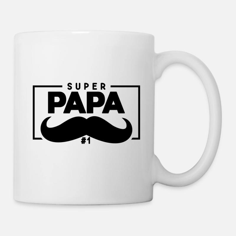 SUPERPAPA Bärtchen Vatertag - Tasse - Weiß