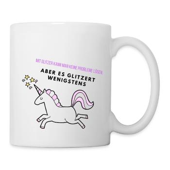 Glitzer Einhorn - Tasse - Weiß - Rechts