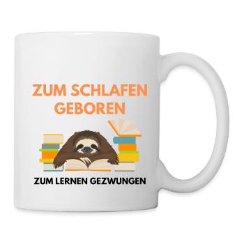 Schlafen und Lernen - Tasse - Weiß - Rechts