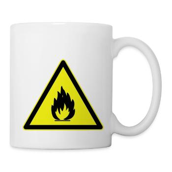 Warnung vor entflammbarer Gefahr, entzündbare Gefahr - Tasse - Weiß - Rechts