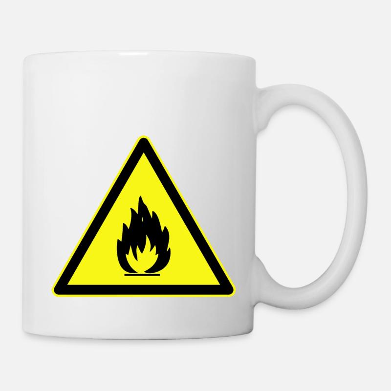 Avertissement de danger inflammable, danger inflammable - Mug blanc - blanc