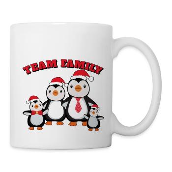 équipe famille pingouin famille conifère de Noël - Mug blanc - blanc - Droite