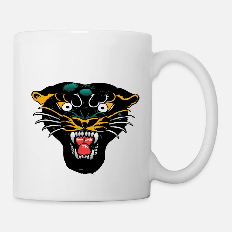 panthere noire old school tattoo - Mug blanc - blanc