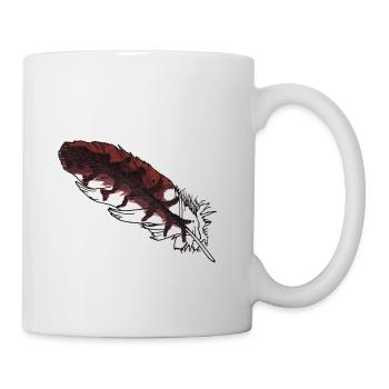 Small Brown Feather Hand-Drawn (Red Kite) - Mug - white - Right