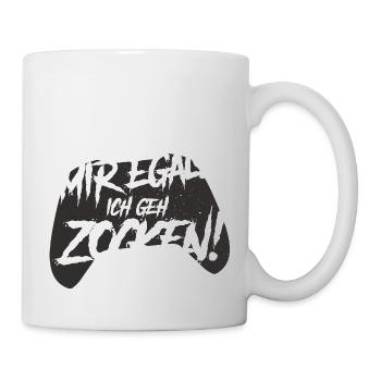 mir egal ich geh zocken, gamer, computer, fun - Tasse - Weiß - Rechts
