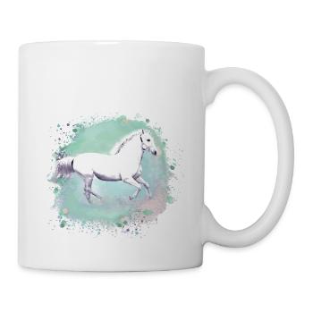 Schimmel,,weisses Pferd, pferd, Malerei,grün - Tasse - Weiß - Rechts