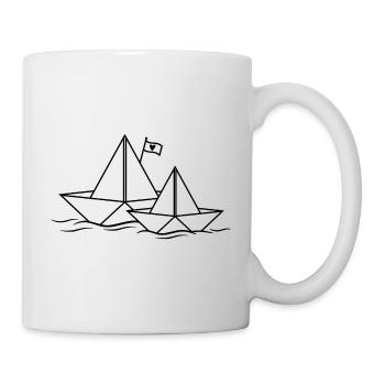 Bateau en papier Coeur en papier Bateau en papier 2 paires de bateaux en papier - Mug blanc - blanc - Droite