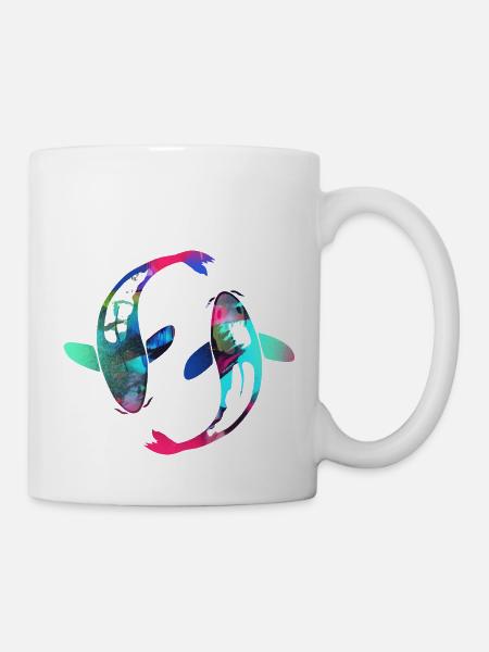 koi, carpe koï, poisson, coloré, graffiti - Mug blanc - blanc