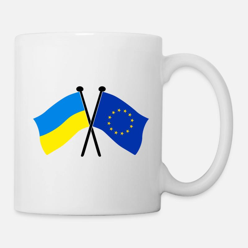 Ukraine Drapeau de l’UE franchi - Mug blanc - blanc