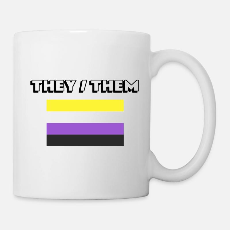 Sie sie nicht-binäre Pronomen Flagge - Tasse - Weiß