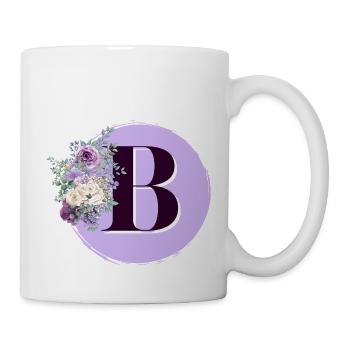 letter B Purple flower crown - Mug - white - Right
