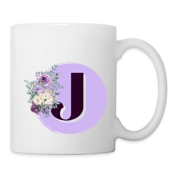 lettre J Couronne de fleurs - Mug blanc - blanc - Droite