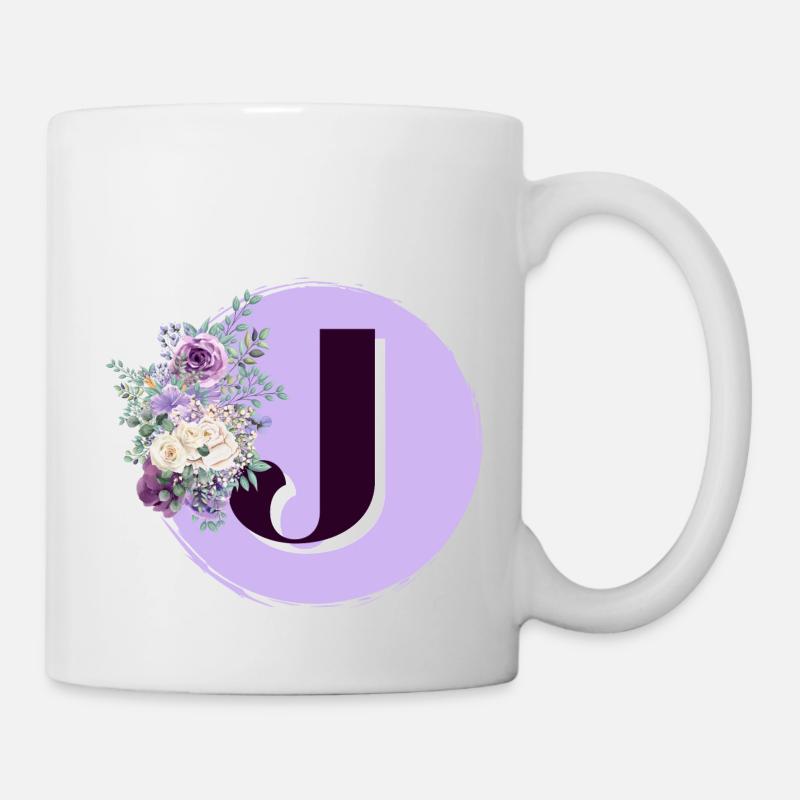 lettre J Couronne de fleurs - Mug blanc - blanc