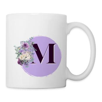 letter M Wreath of flowers - Mug - white - Right