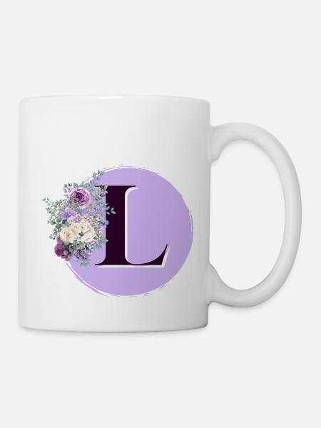 lettre L fleuris Couronne de fleurs - Mug blanc - blanc