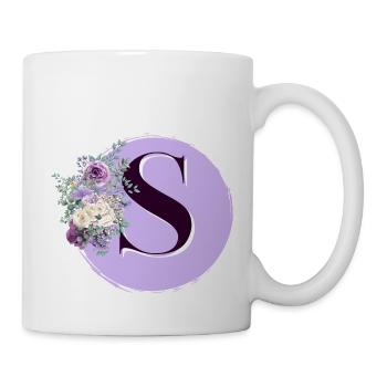 lettre S Couronne de fleurs - Mug blanc - blanc - Droite