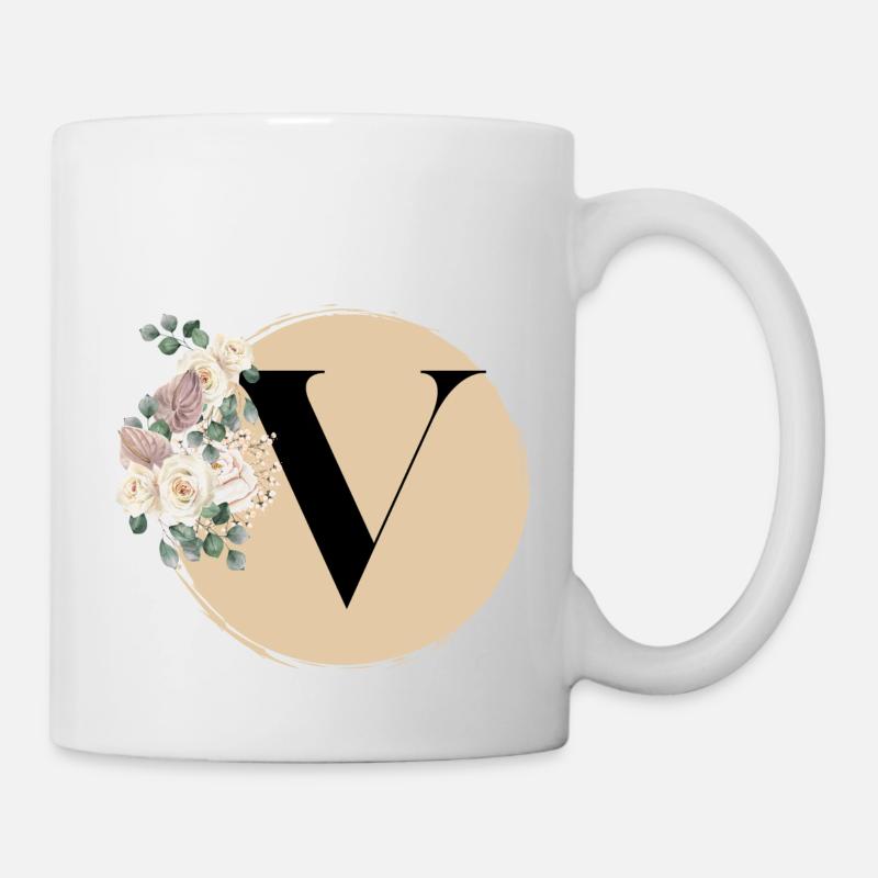 Buchstabe V - Tasse - Weiß