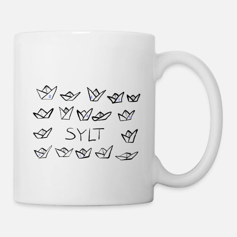 Papierschiffe mit Ankern Insel Sylt - Tasse - Weiß