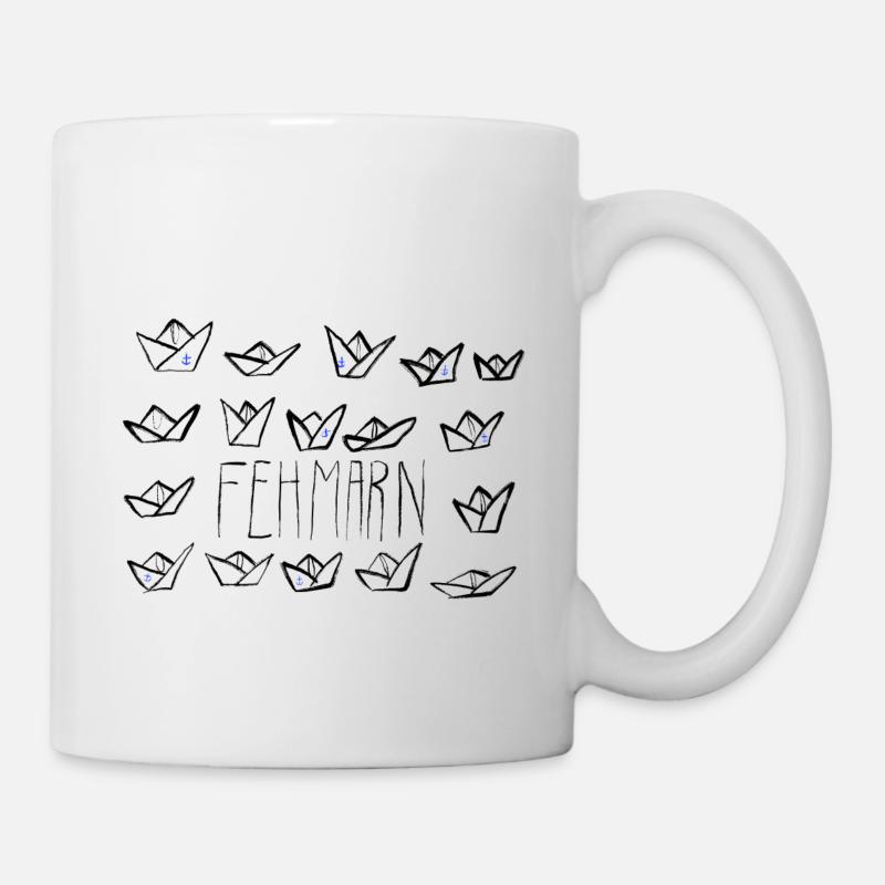 Papierschiffe mit Ankern Insel Fehmarn - Tasse - Weiß
