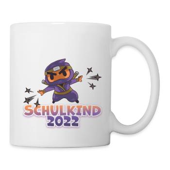 Endlich Schulkind 2022, Schulanfang mit Ninja - Tasse - Weiß - Rechts