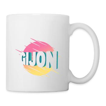 Gijon Spanien Stadt Schrift Vintage Retro - Tasse - Weiß - Rechts