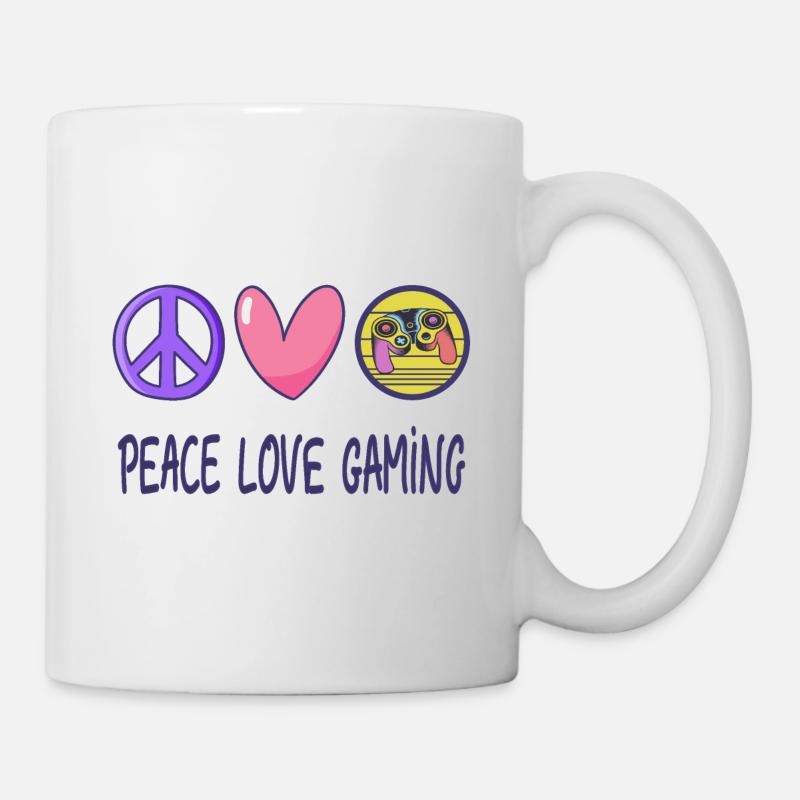 Frieden Liebe Gaming - Tasse - Weiß