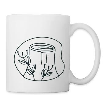 Souche en bois avec des fleurs florales - Mug blanc - blanc - Droite