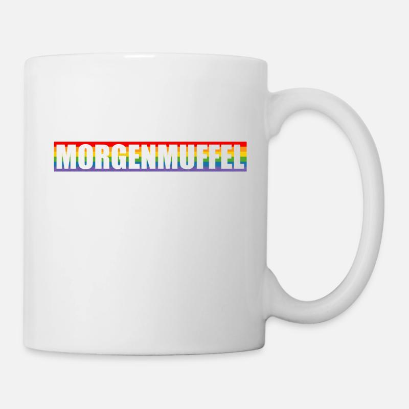 Morgenmuffel regenbogen Silhouette - Tasse - Weiß
