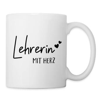 Lehrerin mit Herz- Geschenkidee für Lehrerin - Tasse - Weiß - Rechts