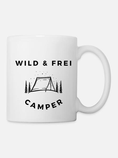 wild frei im Zelt - Tasse - Weiß